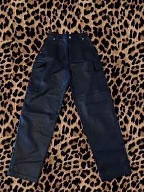 ASOS Black Faux Leather Cargo Pants